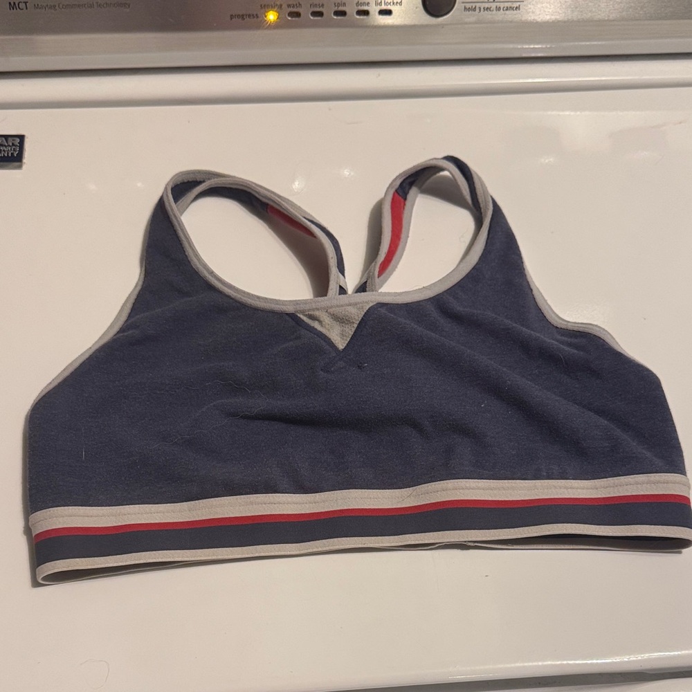Champion Navy Sports Bra with Red and White Trim